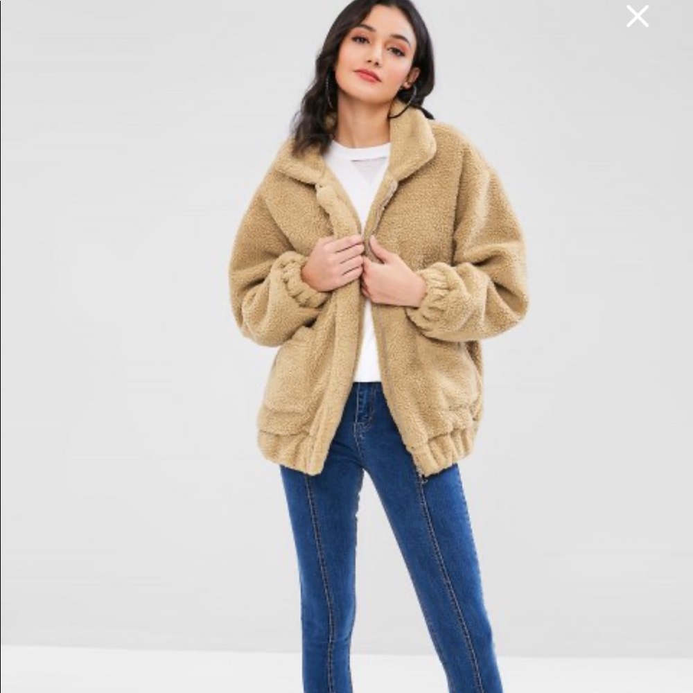 Zaful brown teddy bear jacket coat